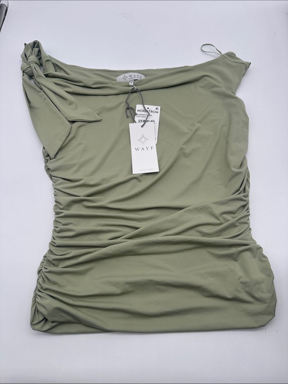 Wayf Olive Green One-Shoulder knot Tank Top